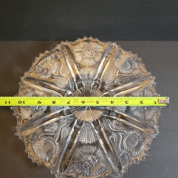 Vintage Eapg Higbee Thistle Footed Glass Serving Platter - Picture 7 of 9